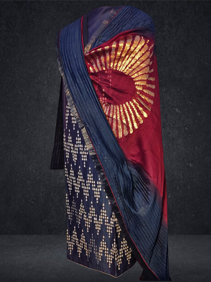 Semi Stitched Chanderi Formal Suitset