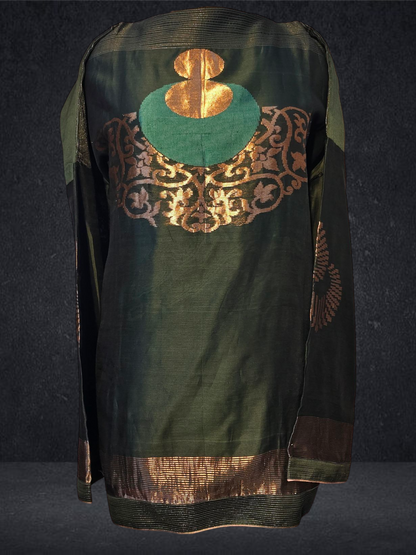 Semistitched Chanderi Zariwoven Short Tunic