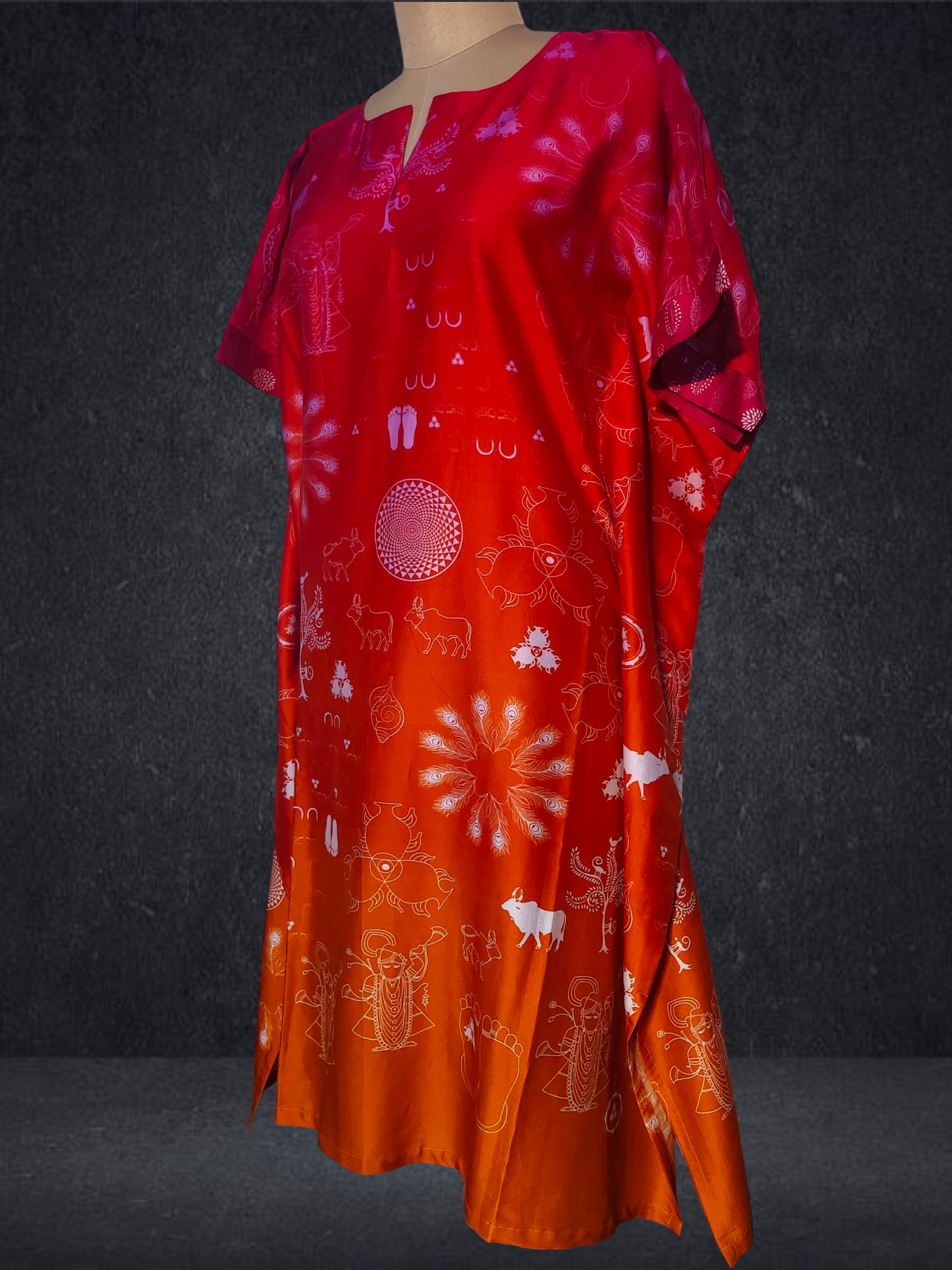Stitched Chanderi Digital Printed Kaftan VISHAL KAPUR STUDIO