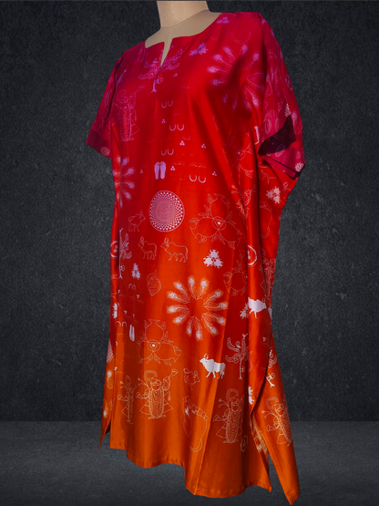 Stitched Chanderi Digital Printed Kaftan VISHAL KAPUR STUDIO