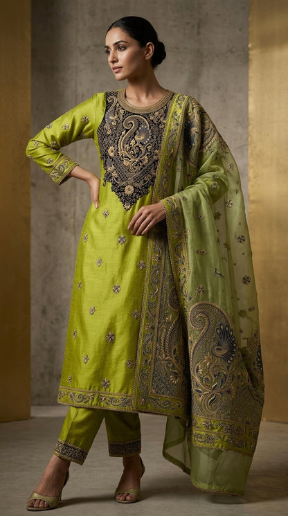 Customised Chanderi Embroidered set