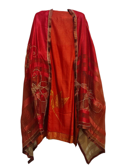 Semi Stitched Chanderi Formal Suitset