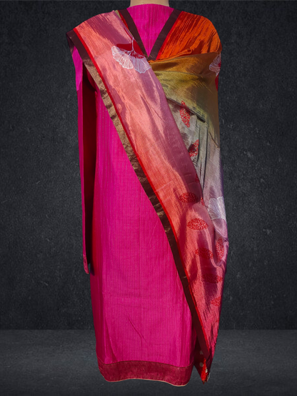 Semi Stitched Chanderi Formal Suitset