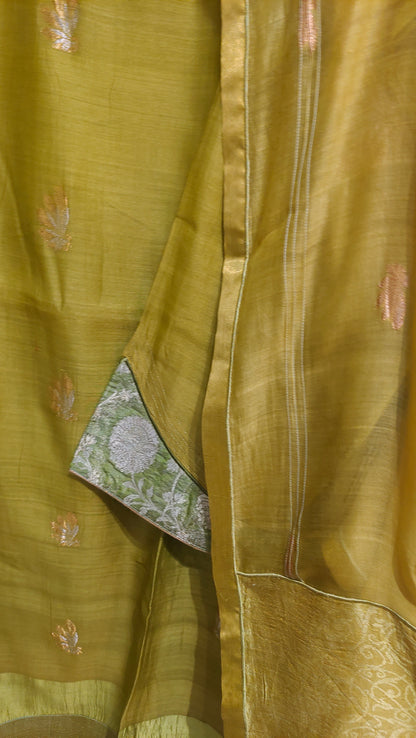Semi Stitched Chanderi Formal Suitset