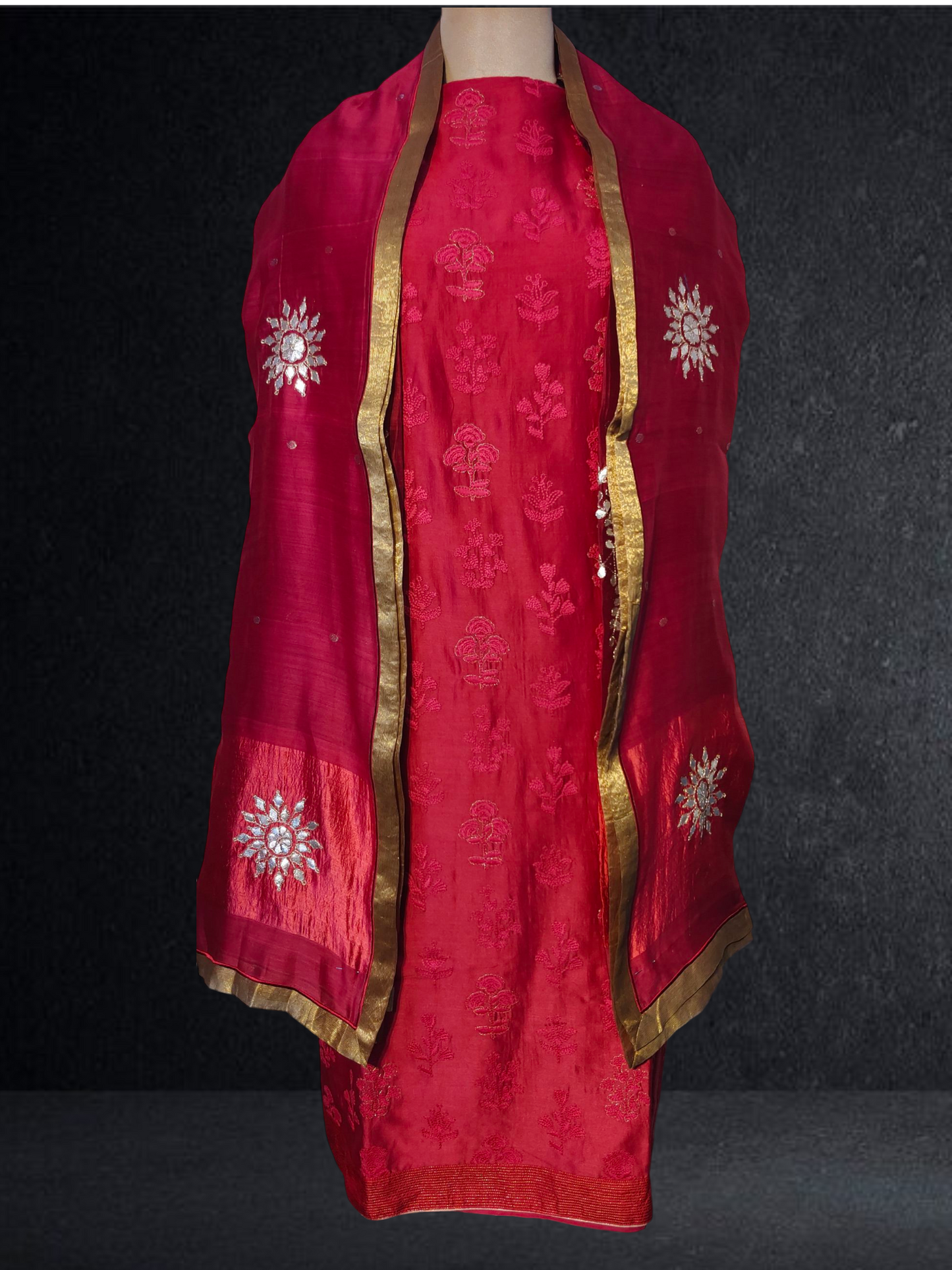 Semi Stitched Formal chanderi Suitset