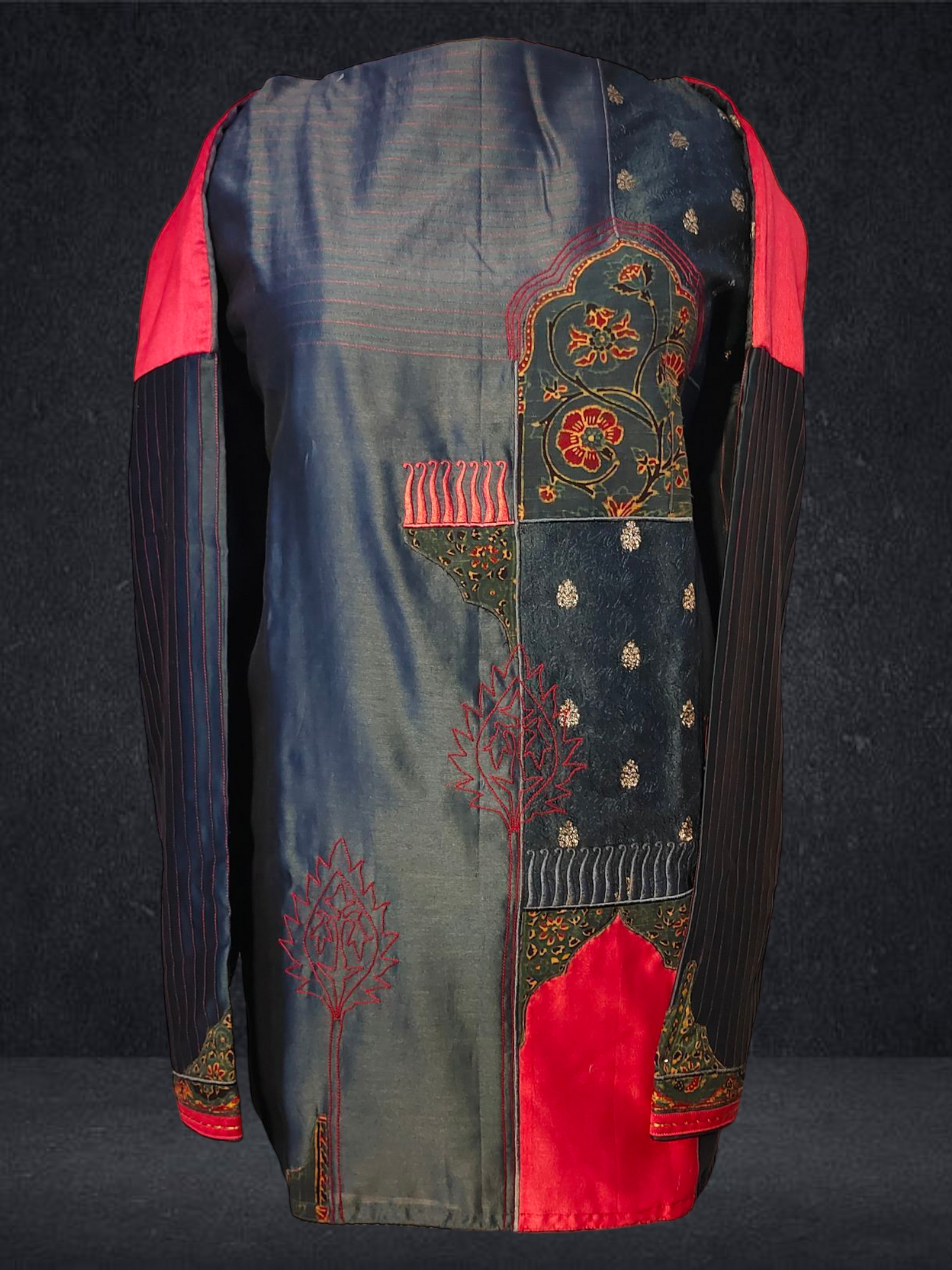 Semistitched Chanderi Ajrakh Short Tunic VISHAL KAPUR STUDIO