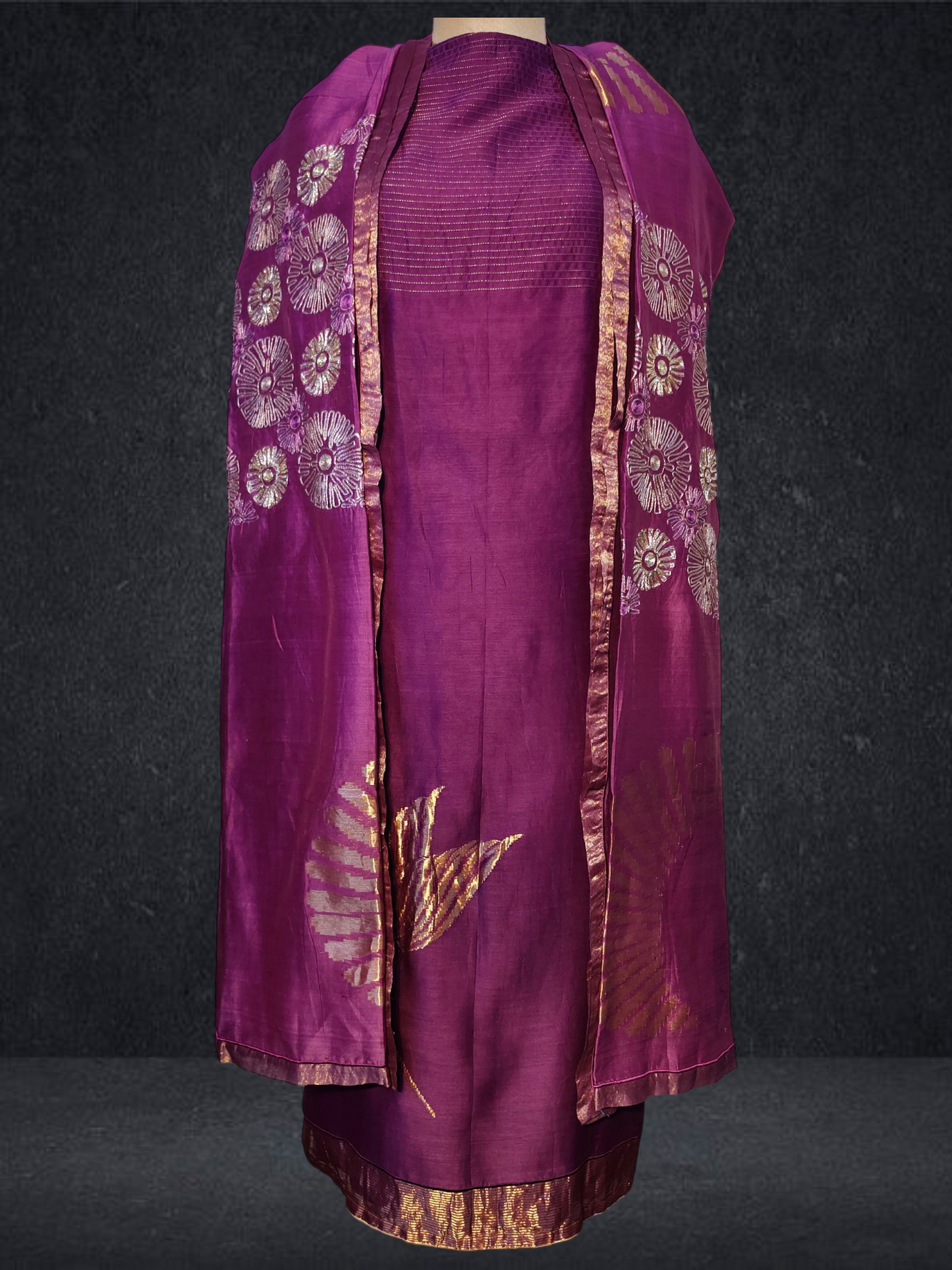 Semi Stitched Formal chanderi Suitset