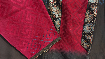 Semi Stitched Chanderi Ajrak Short Tunic