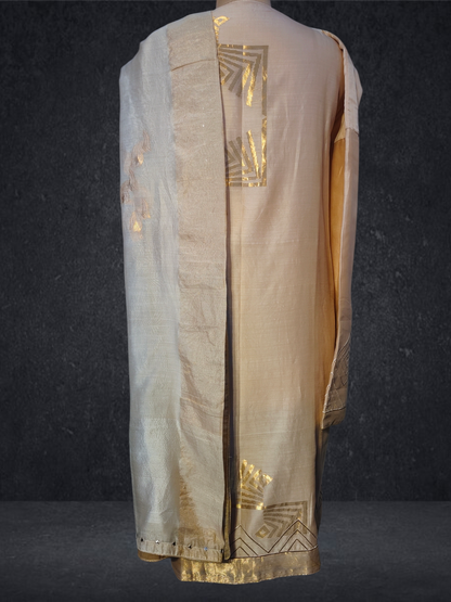 Semi Stitched Chanderi Formal Suitset