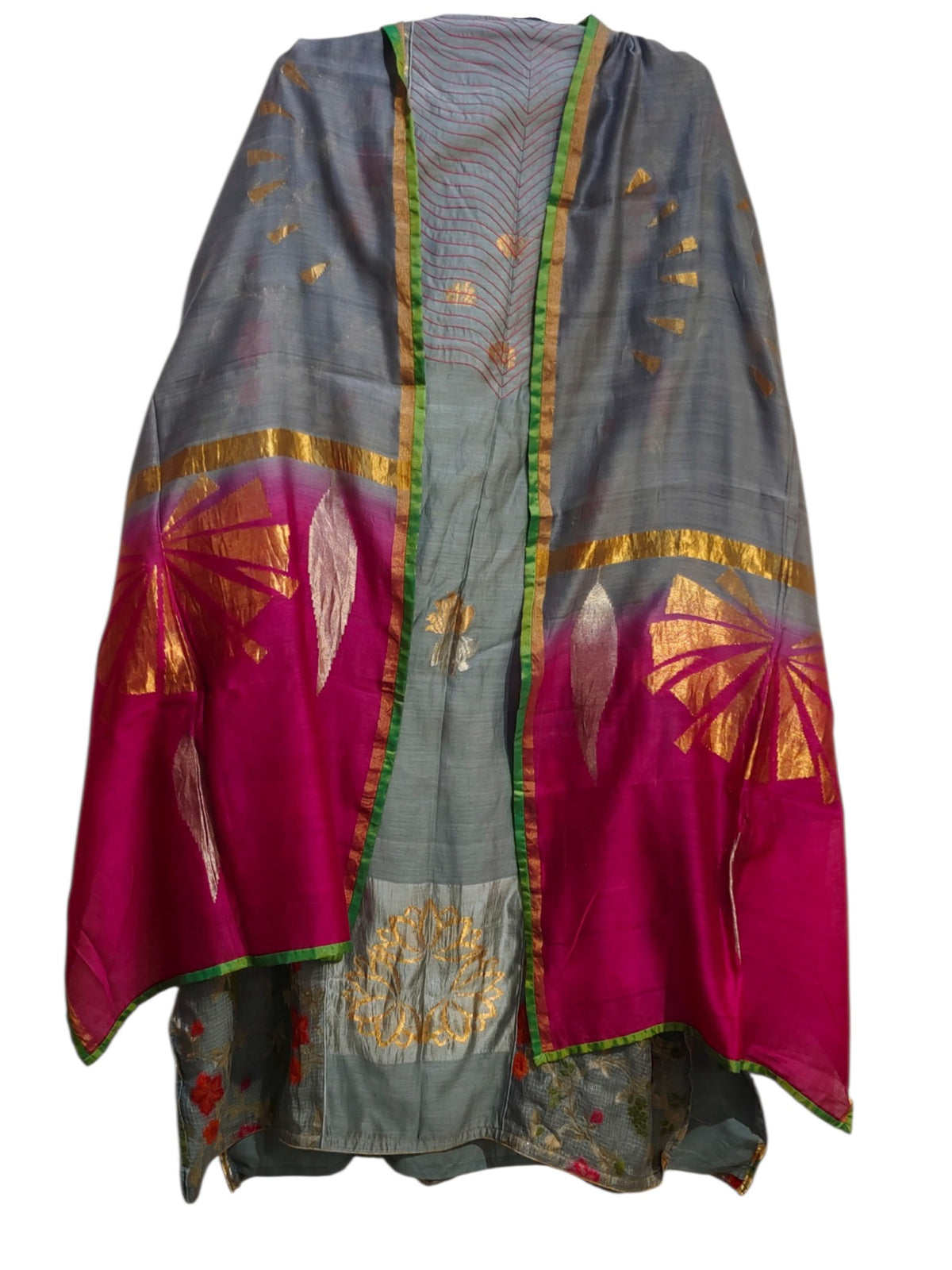 Semi Stitched Chanderi Formal Suitset