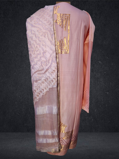Semi Stitched Chanderi Formal Suitset