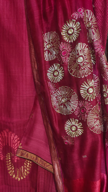 Semi Stitched Formal chanderi Suitset