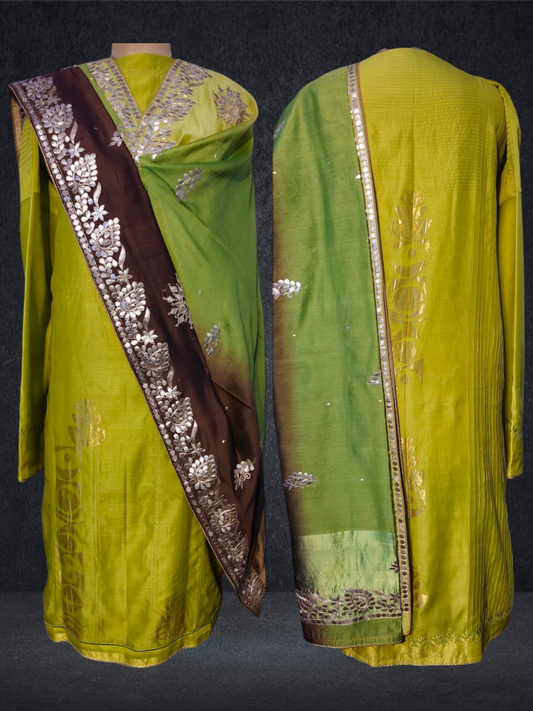 Semi Stitched Formal chanderi Suitset