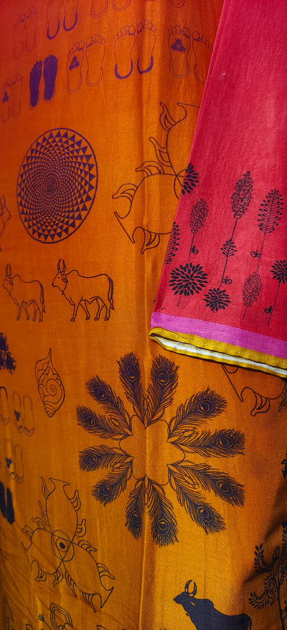 Semi Stitched Chanderi Casual Suitset