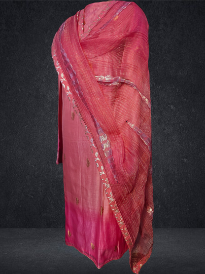 Semi Stitched Formal chanderi Suitset