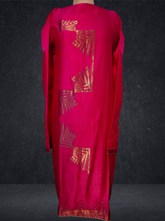 Semi Stitched Formal chanderi Kurta
