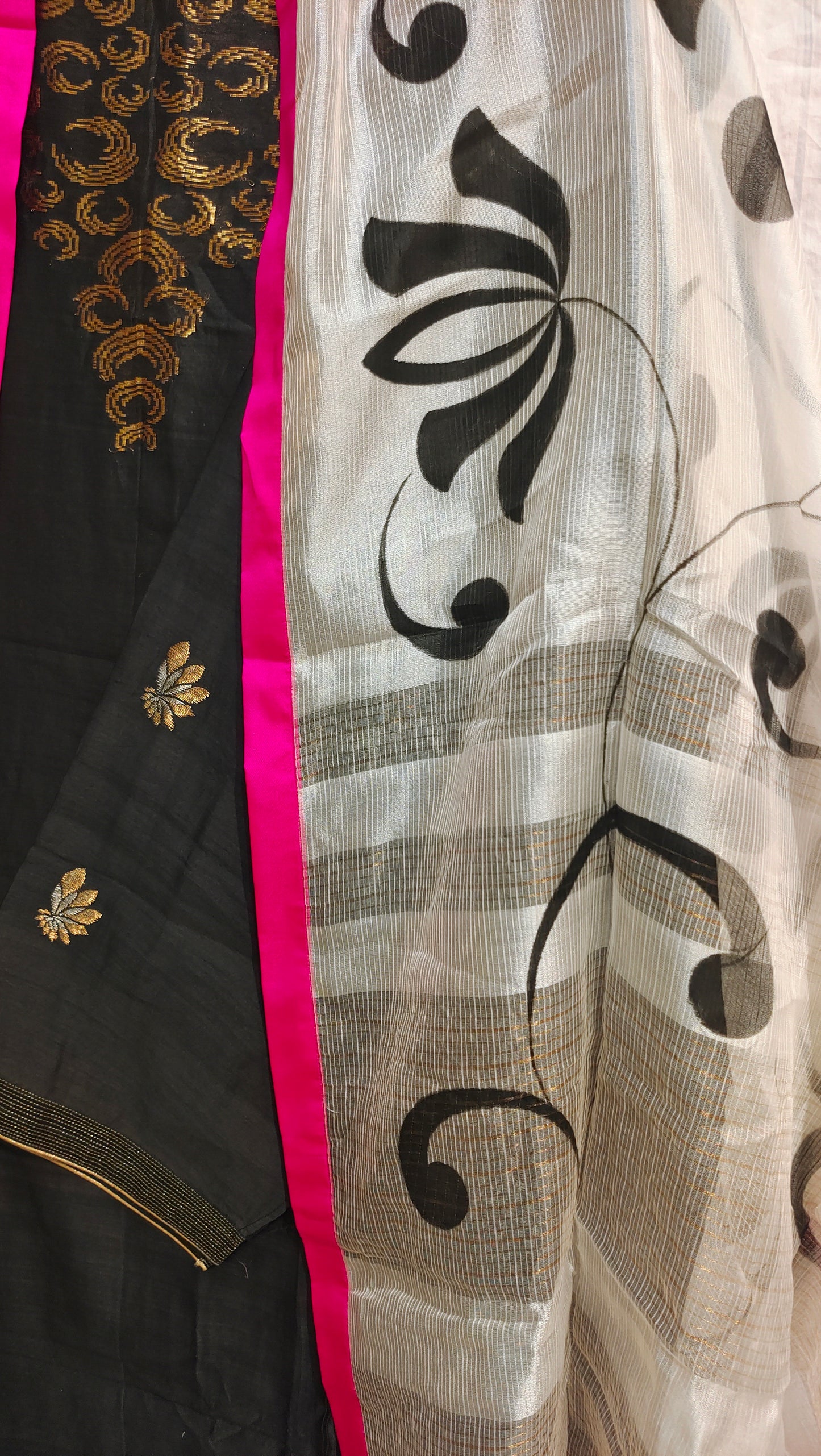 Semi Stitched Chanderi Formal Suitset