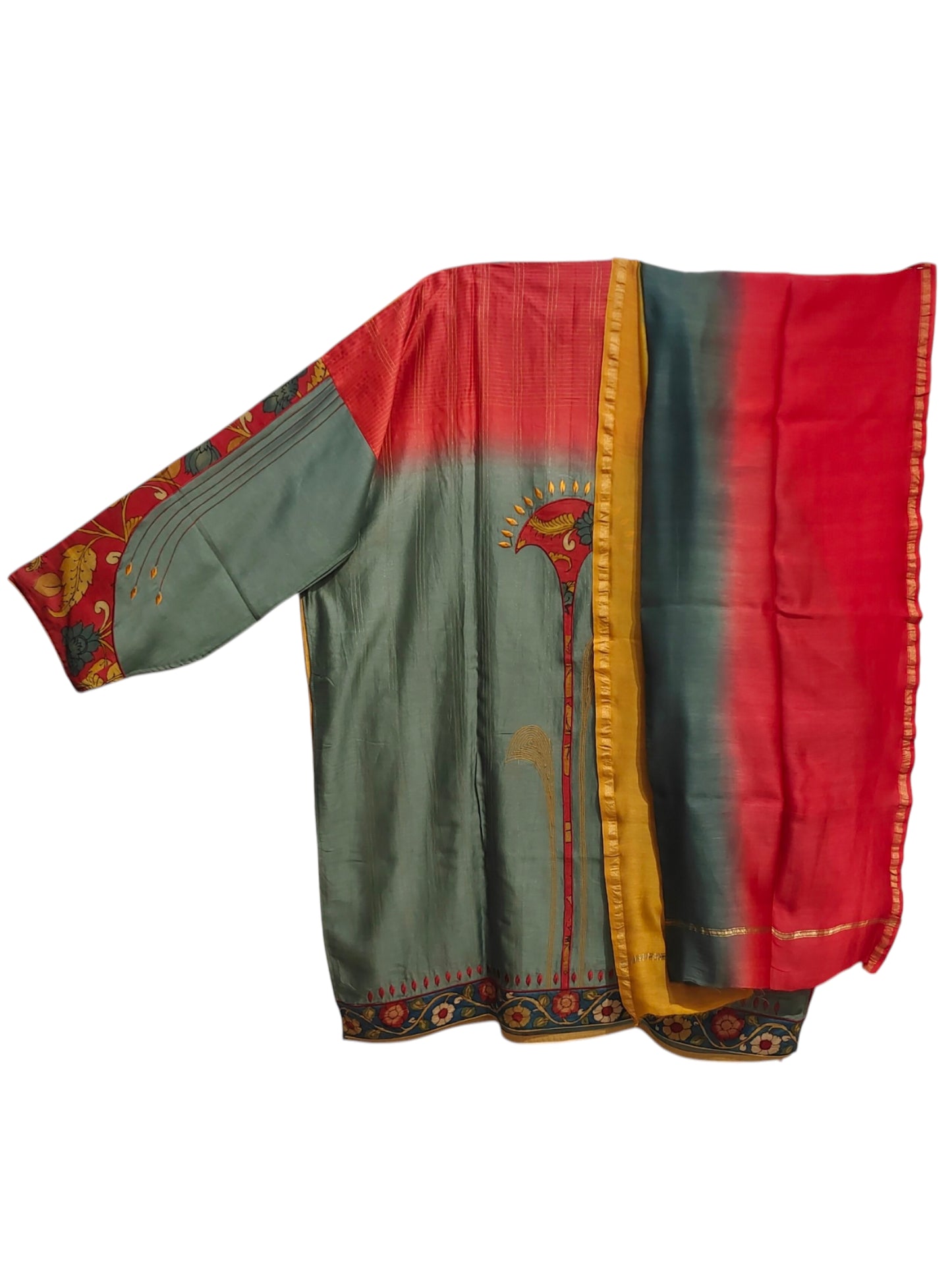 Semi Stitched Chanderi Formal Suitset