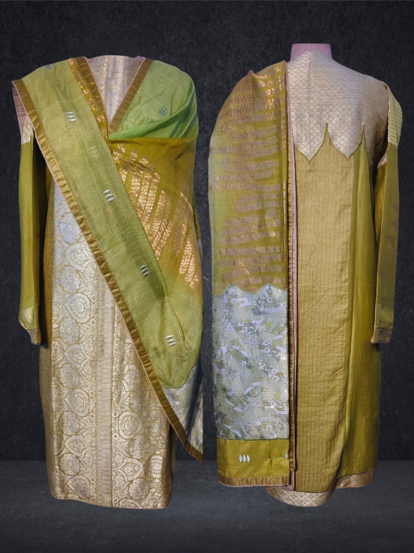 Semi Stitched Chanderi Formal Suitset