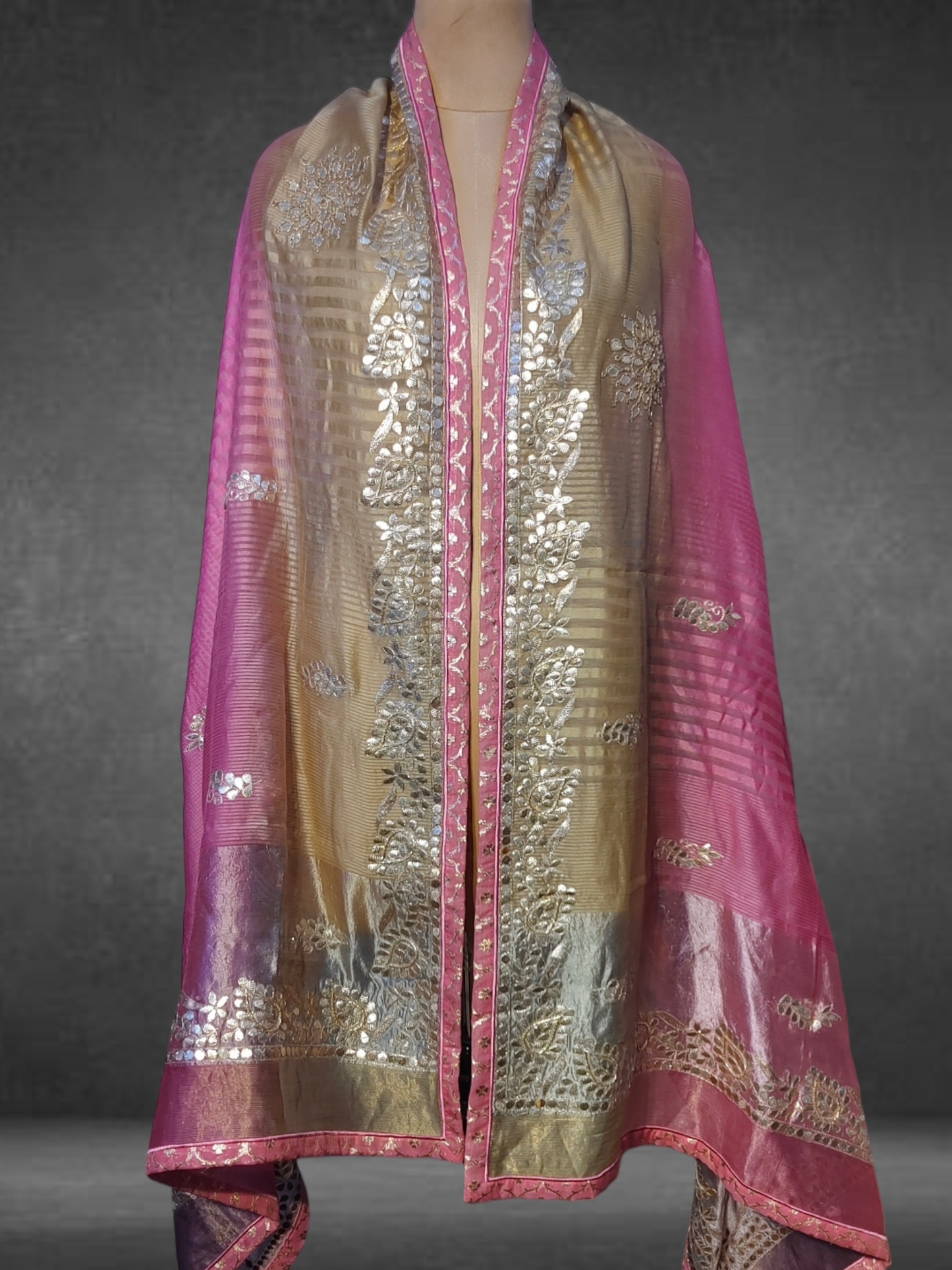 Chanderi Zari Woven Gota Dupatta