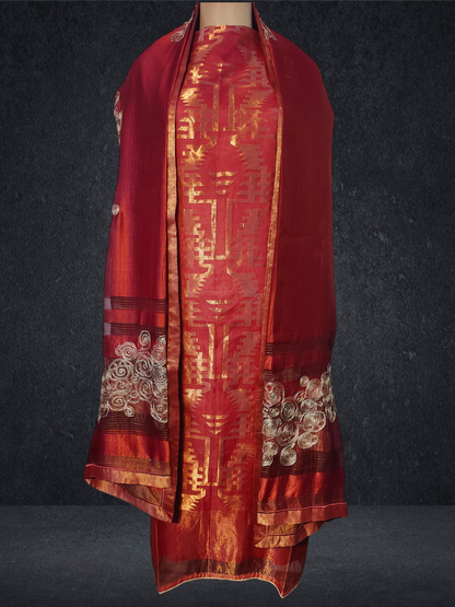 Semi Stitched Formal chanderi Suitset