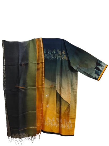 Semi Stitched Chanderi Casual suitset