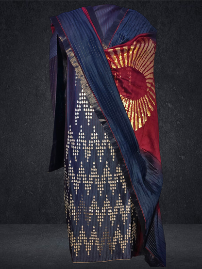 Semi Stitched Chanderi Formal Suitset