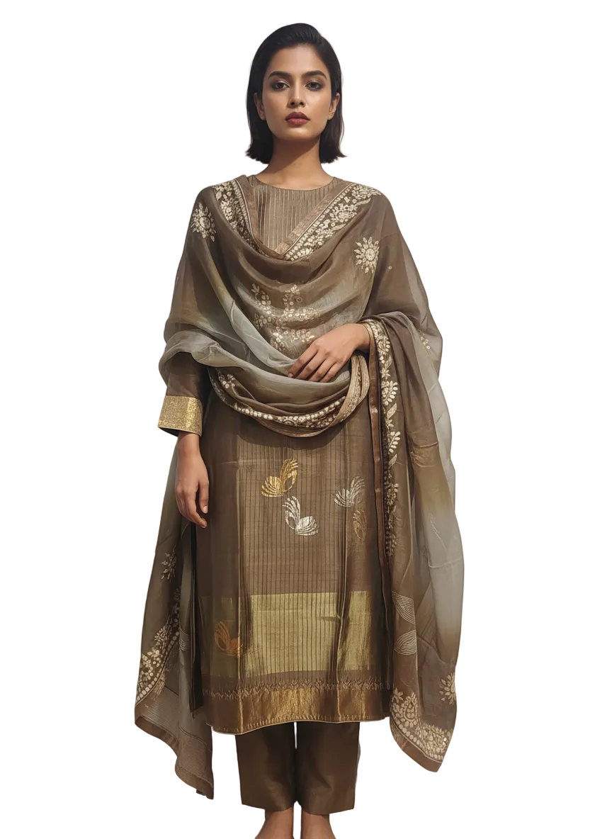 Semi Stitched Formal Chanderi Suitset