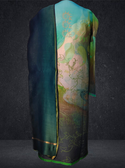 Semi Stitched Chanderi Casual Suitset