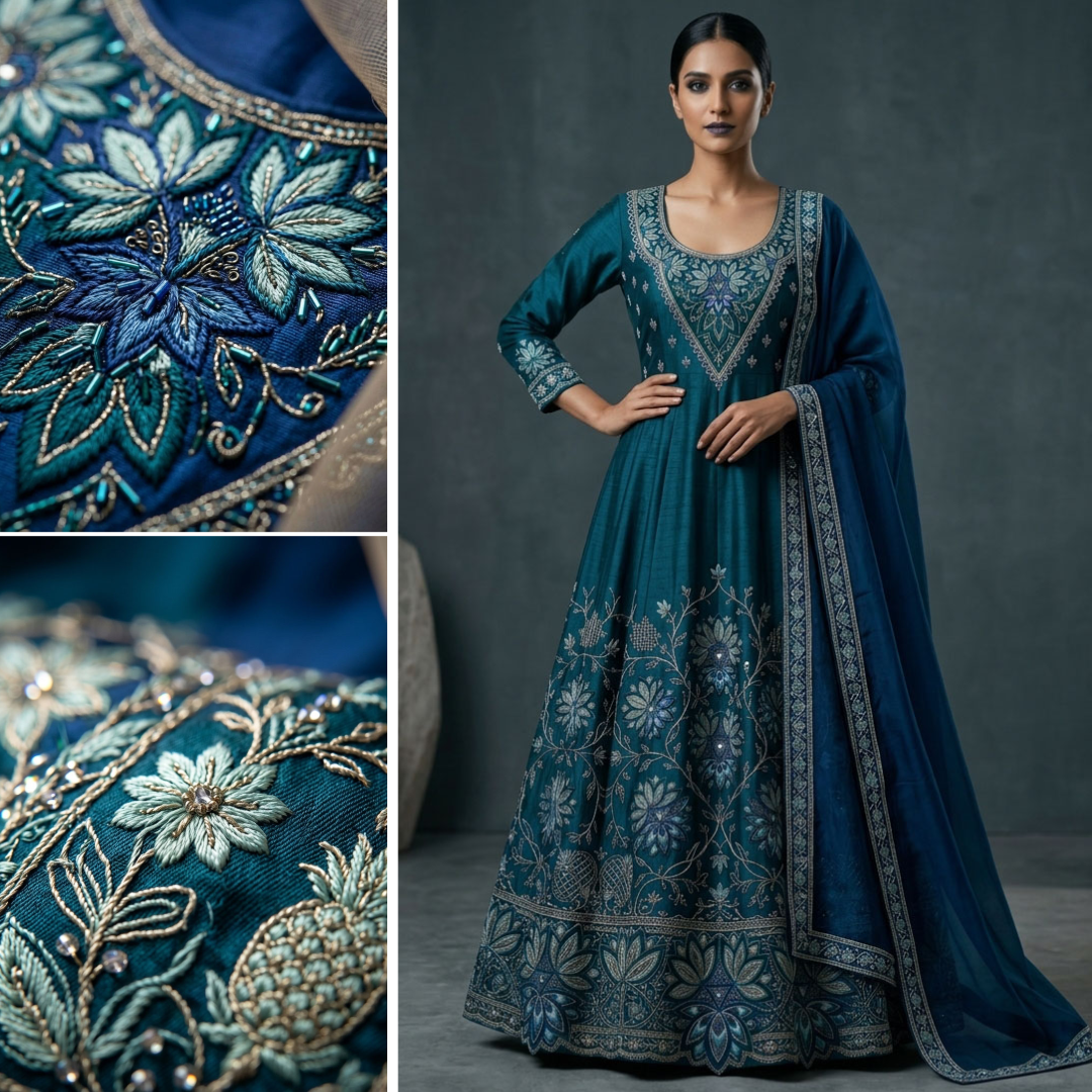 Customised Chanderi Embroidered set