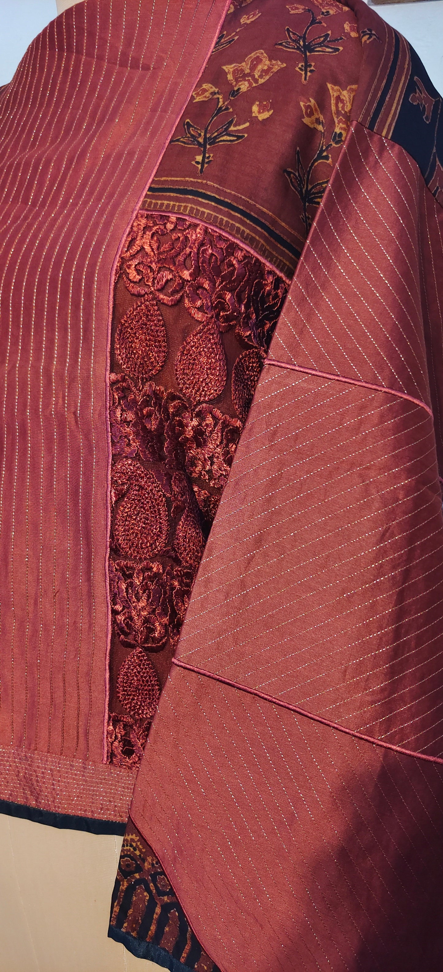 Semistitched Chanderi Formal Blouse With Ajrakh VISHAL KAPUR STUDIO