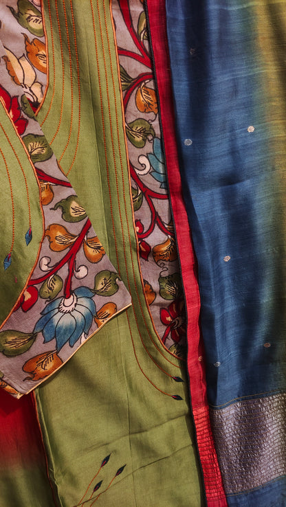 Semi Stitched Chanderi Formal Suitset