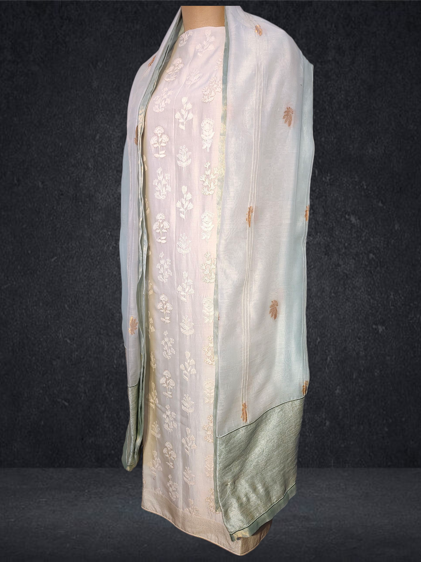 Semi Stitched Formal chanderi Suitset