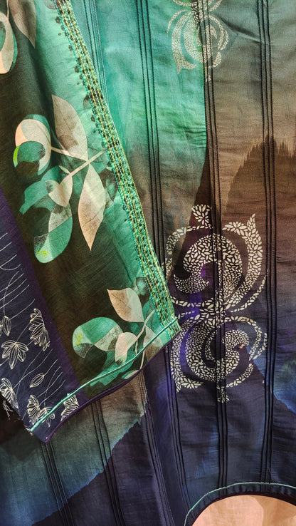 Semi Stitched printed chanderi Tunic