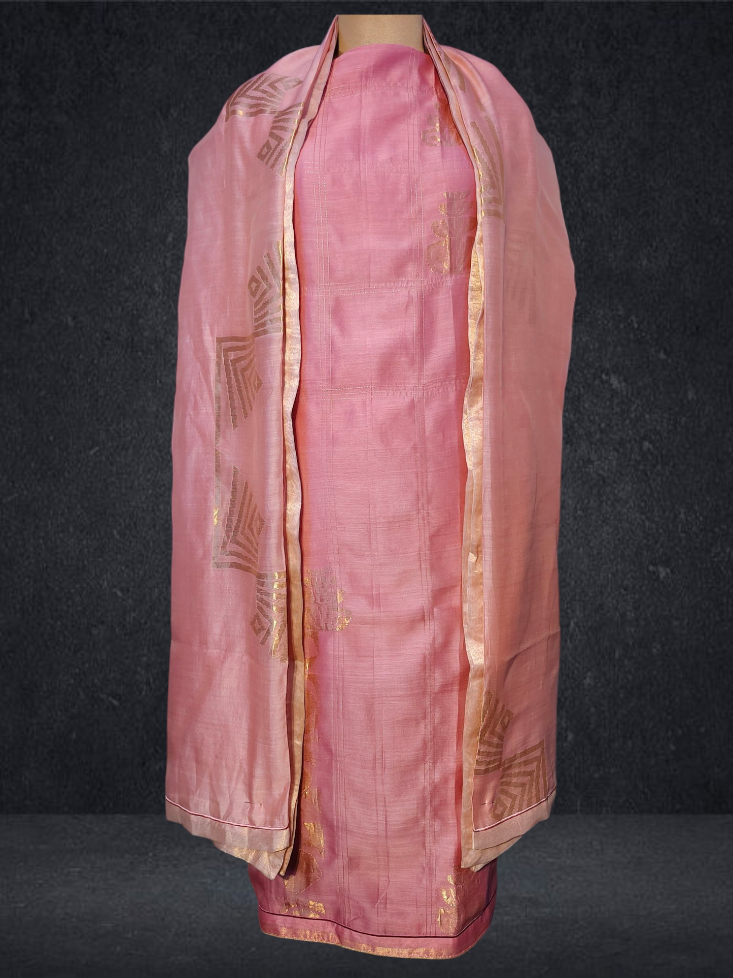 Semi Stitched Formal chanderi Suitset