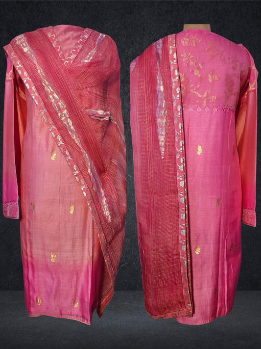 Semi Stitched Formal chanderi Suitset