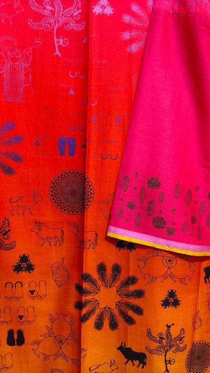 Semi Stitched Chanderi Casual Suitset