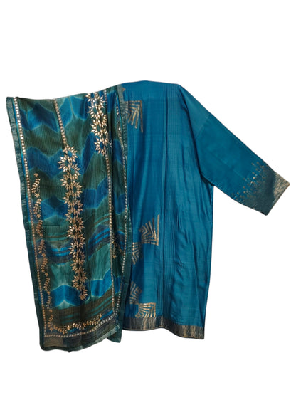 Semi Stitched Chanderi Formal Suitset