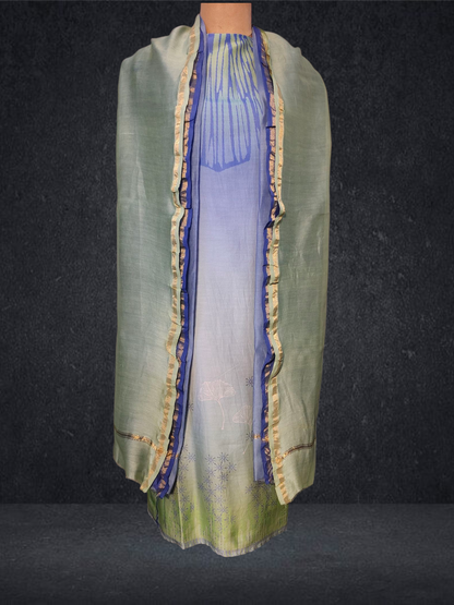 Semi Stitched Chanderi Casual Suitset
