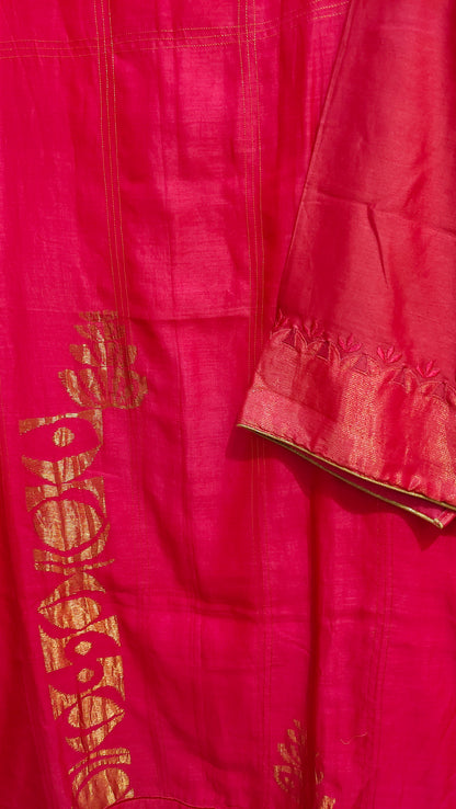 Semi Stitched Chanderi Formal Suitset