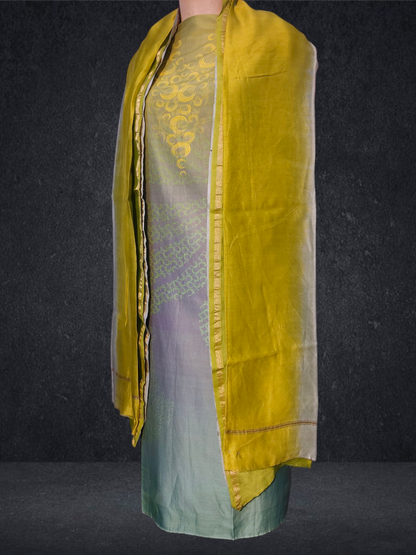 Semi Stitched Chanderi Casual Suitset