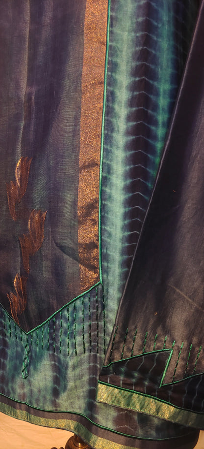 Semistitched Chanderi Shibori Short Tunic