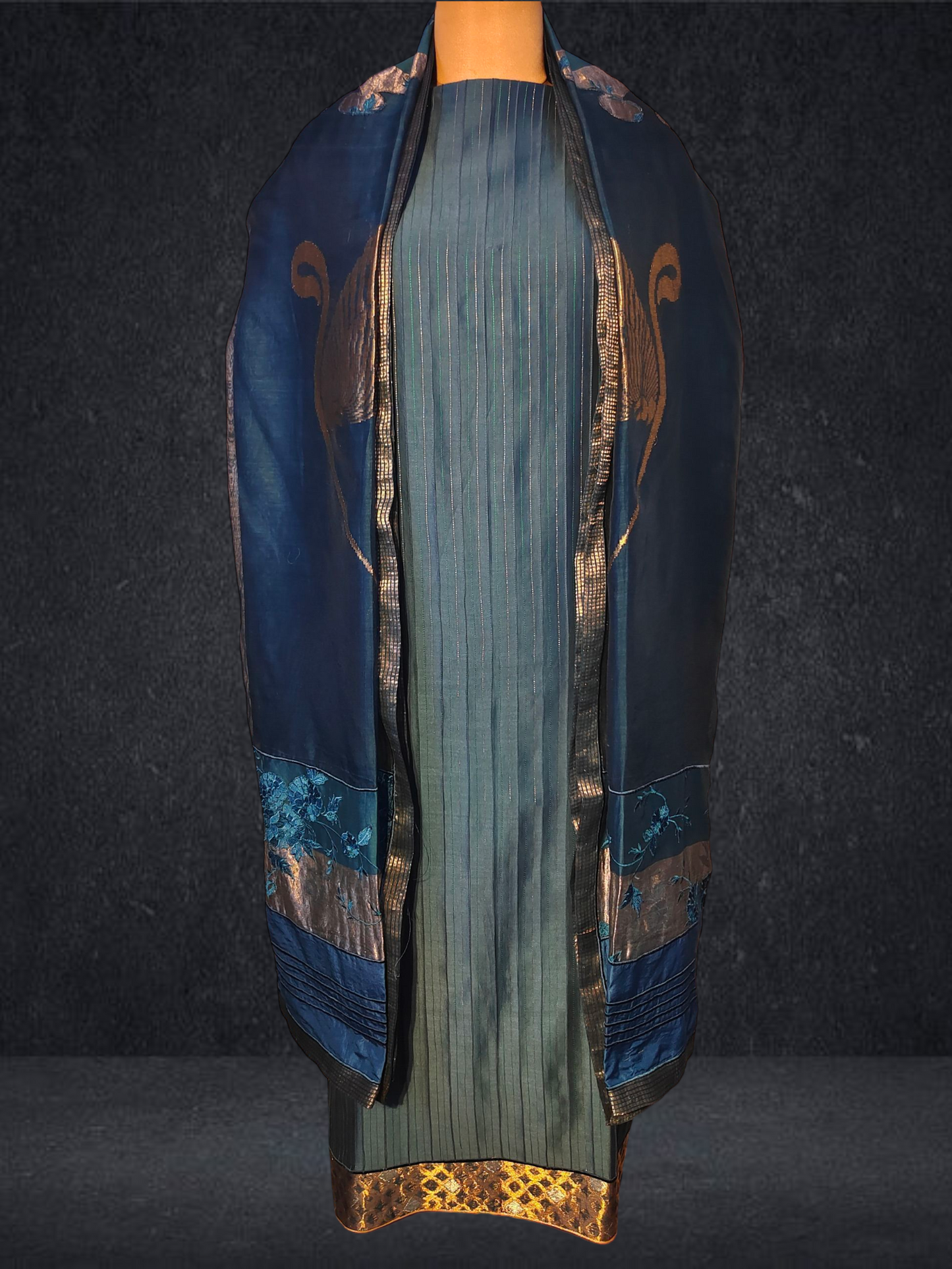 Semi Stitched Formal chanderi Suitset