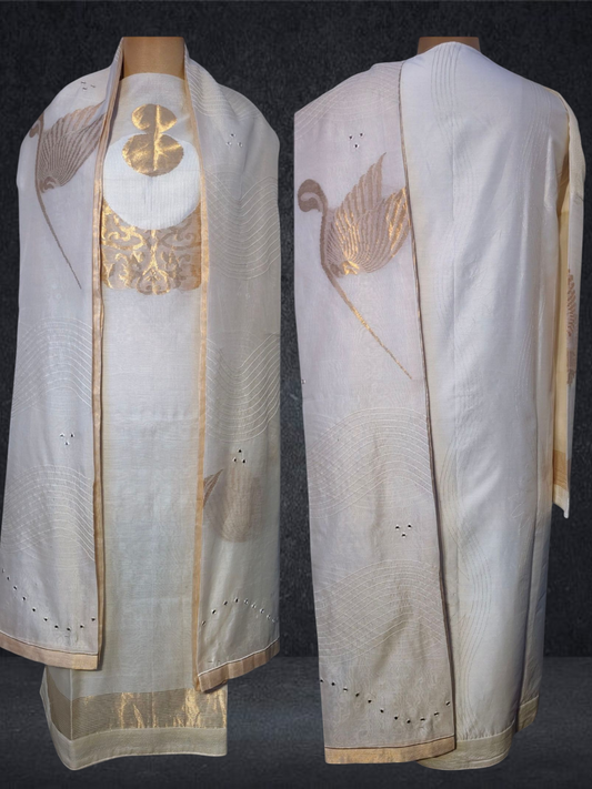 Semi Stitched Formal chanderi Suitset
