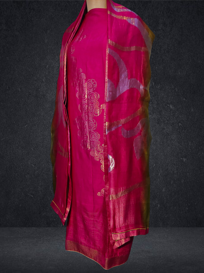 Semi Stitched Formal chanderi Suitset