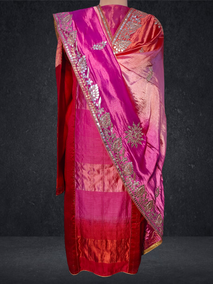 Semi Stitched Chanderi Formal Suitset