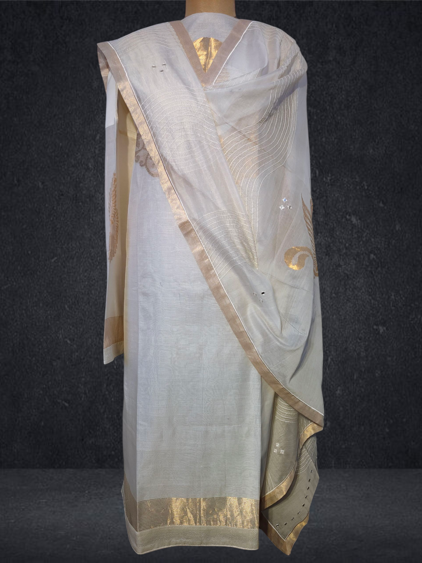 Semi Stitched Formal chanderi Suitset