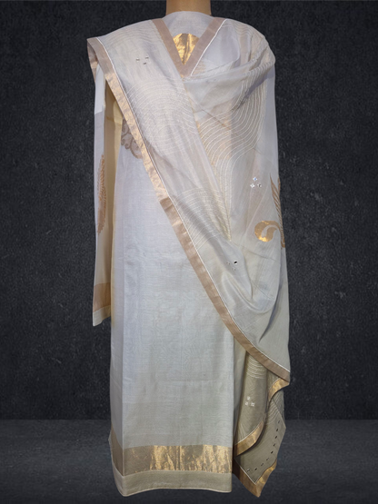 Semi Stitched Formal chanderi Suitset