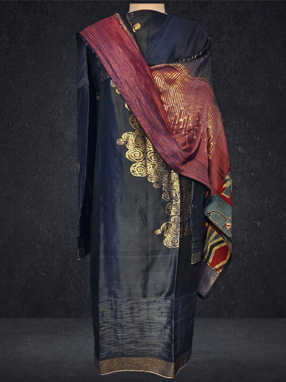 Semi Stitched Formal chanderi Suitset