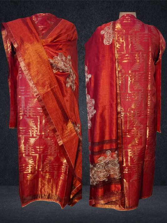 Semi Stitched Formal chanderi Suitset